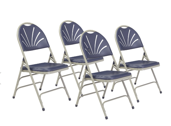 NPS® 1100 Series Deluxe Fan Back with Triple Brace Double Hinge Folding Chair - 4 Pack