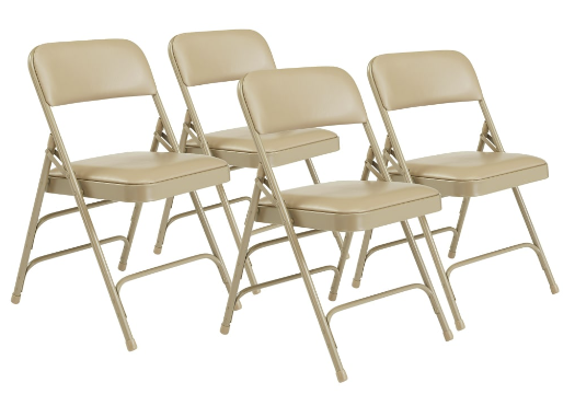 NPS® 1300 Series Premium Vinyl Upholstered Triple Brace Double Hinge Folding Chair - 4 Pack