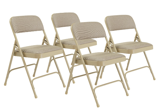 NPS® 2200 Series Deluxe Fabric Upholstered Double Hinge Premium Folding Chair - 4 Pack