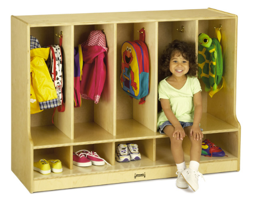 Jonti-Craft® Toddler 5 Section Coat Locker with Step