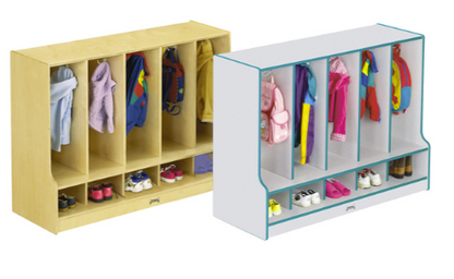Jonti-Craft® Toddler 5 Section Coat Locker with Step
